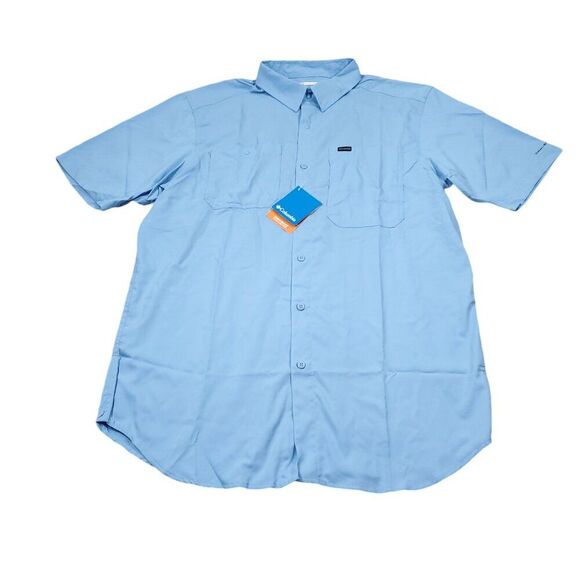 Columbia Omni Shade Men's Silver Ridge Utility Lite Shirt Light Blue Large Tall - Picture 1 of 10
